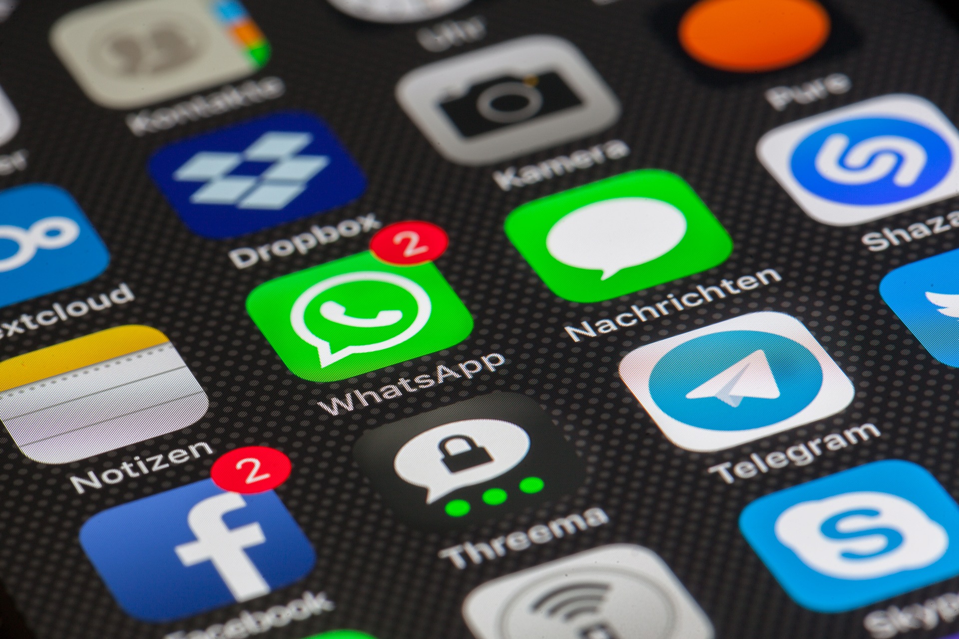 A close up screenshot of a mobile phone screen showing several app icons.